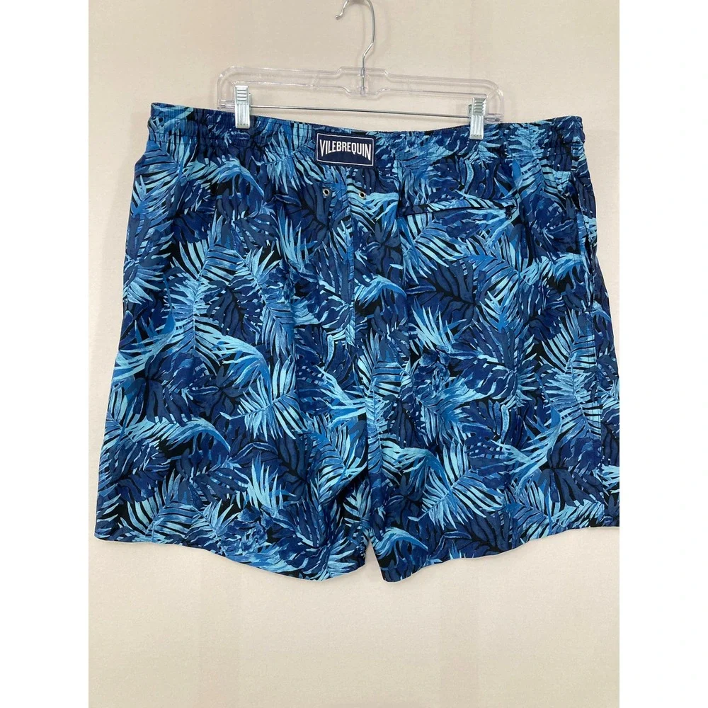 Vilebrequin Swim Trunks 5XL Blue Tropical Palm Moorea Luxury Board Shorts